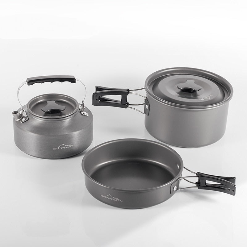 camping kochgeschirr set Camping Kochgeschirr Kochset hitzebeständig leicht und langlebig grau – clever-outdoor.de