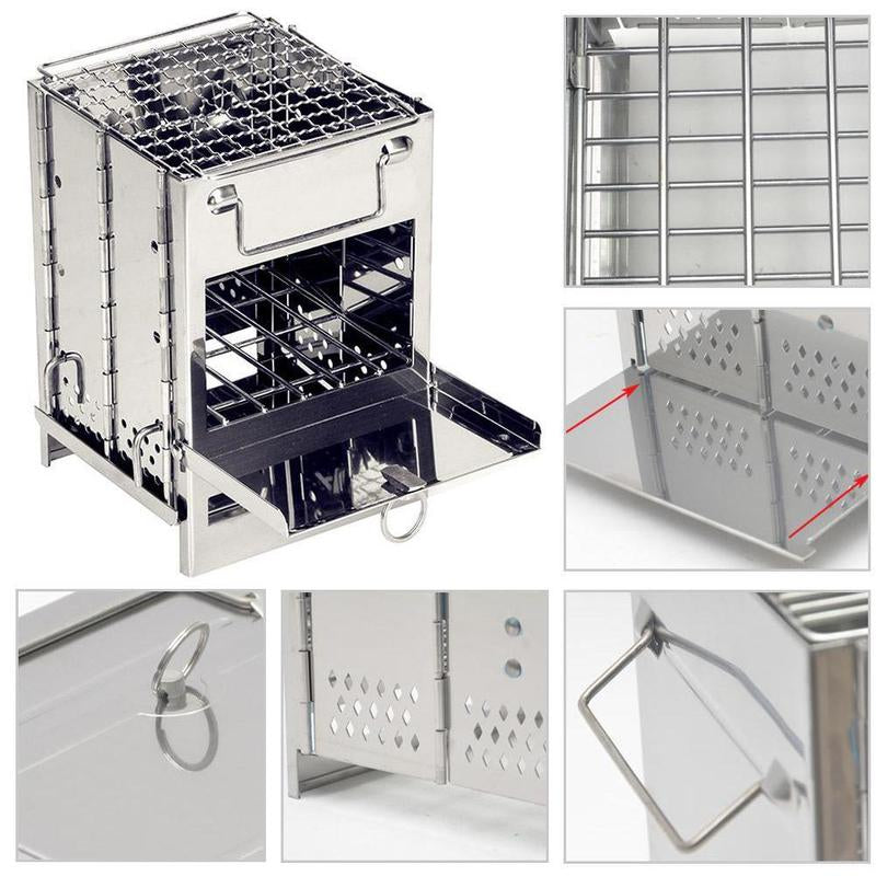 Mini Outdoor Herd Holzkohle Grill klappbar faltbar Edelstahl - clever-outdoor.de