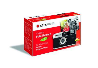 AgfaPhoto analoge 35mm Kleinbildfilm Foto Kamera braun mit Schwarzweiss Film Batterie - clever-outdoor.de