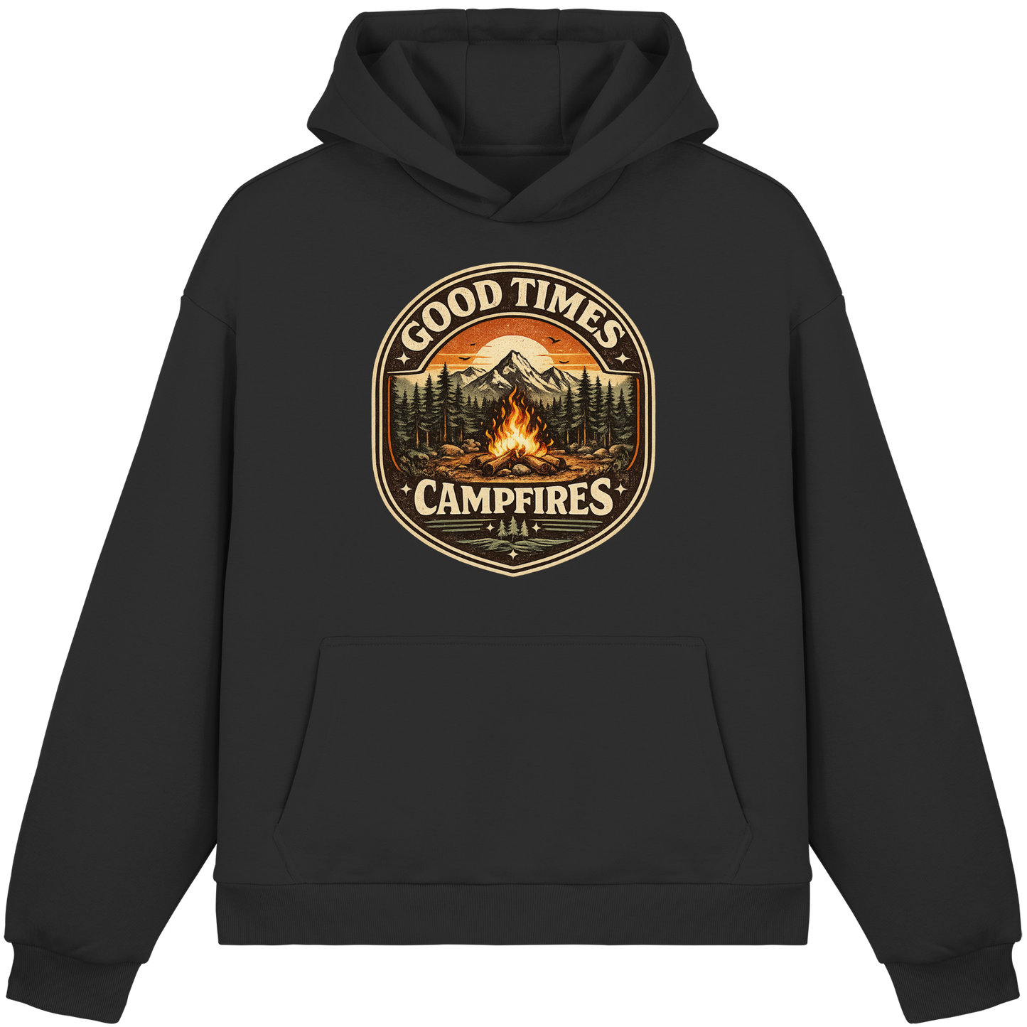 Clever Outdoor Good Times Campfires - Fluffy Boxcut Hoodie