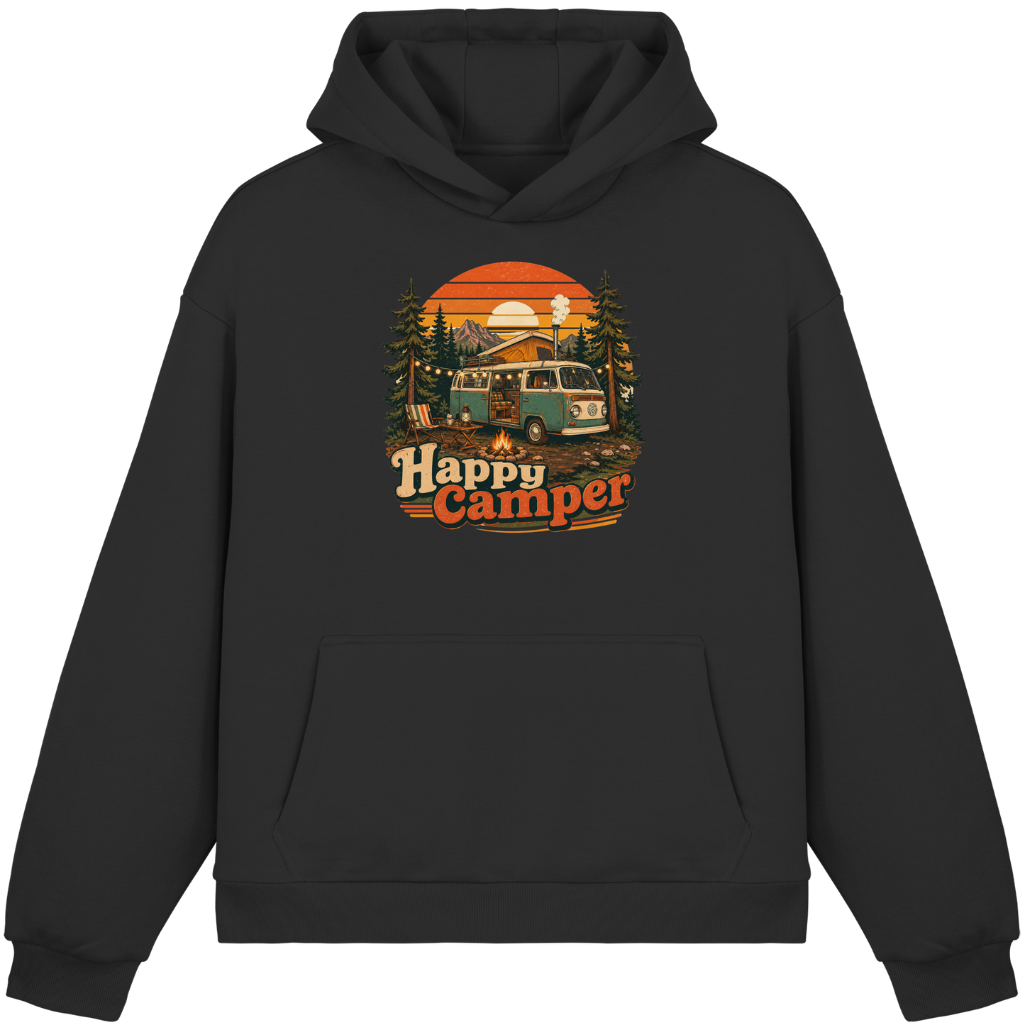 Clever Outdoor Happy Camper - Fluffy Boxcut Hoodie