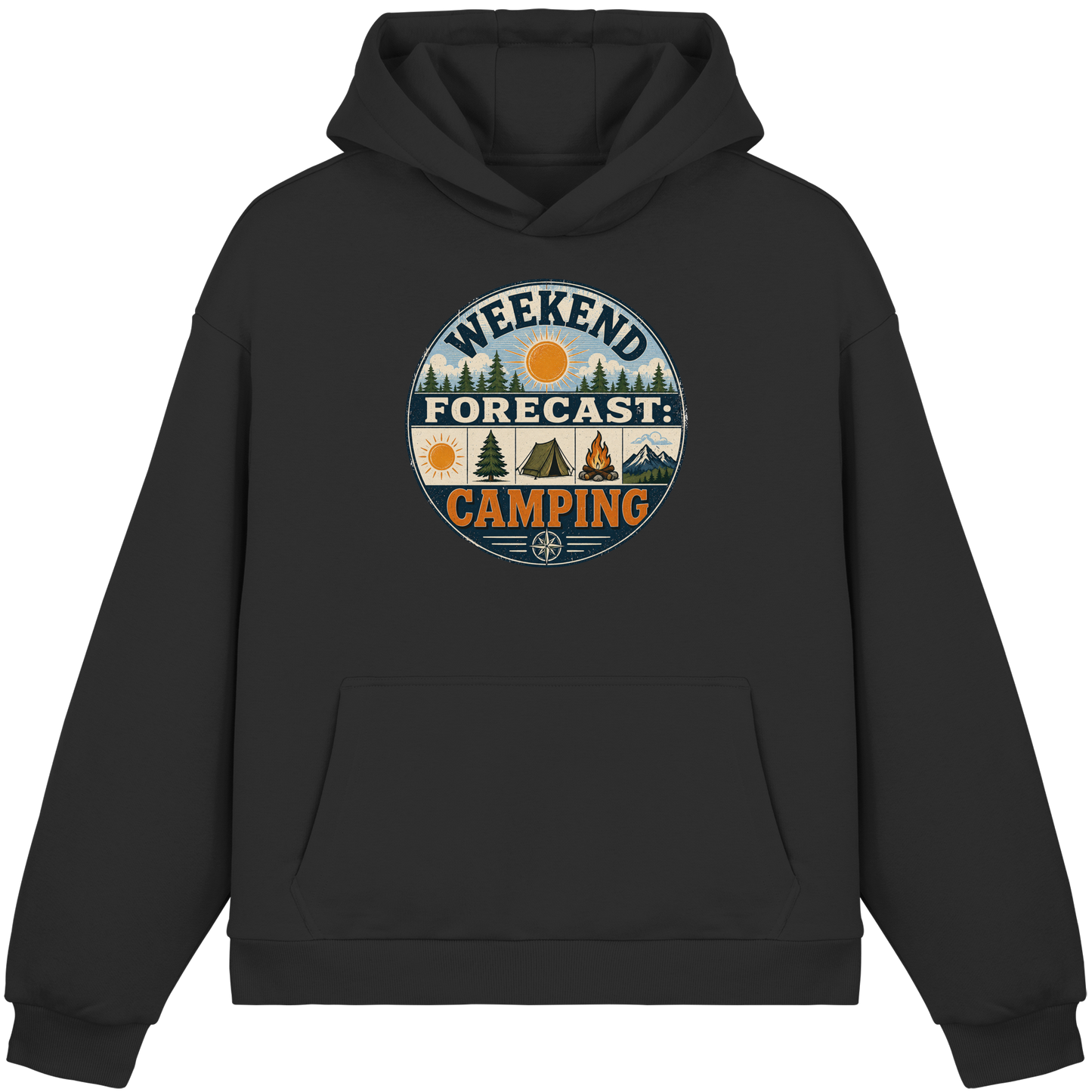 Clever Outdoor Weekend Forecast Camping - Fluffy Boxcut Hoodie