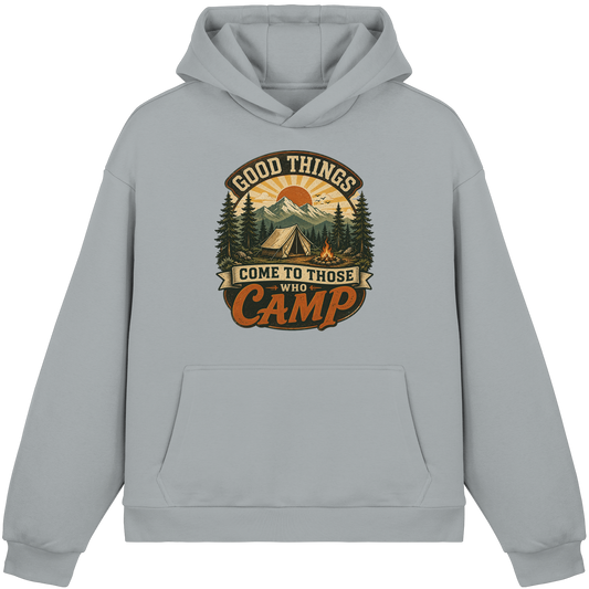 Clever Outdoor Good Things Come To Those Who Camp - Fluffy Boxcut Hoodie - clever-outdoor.de