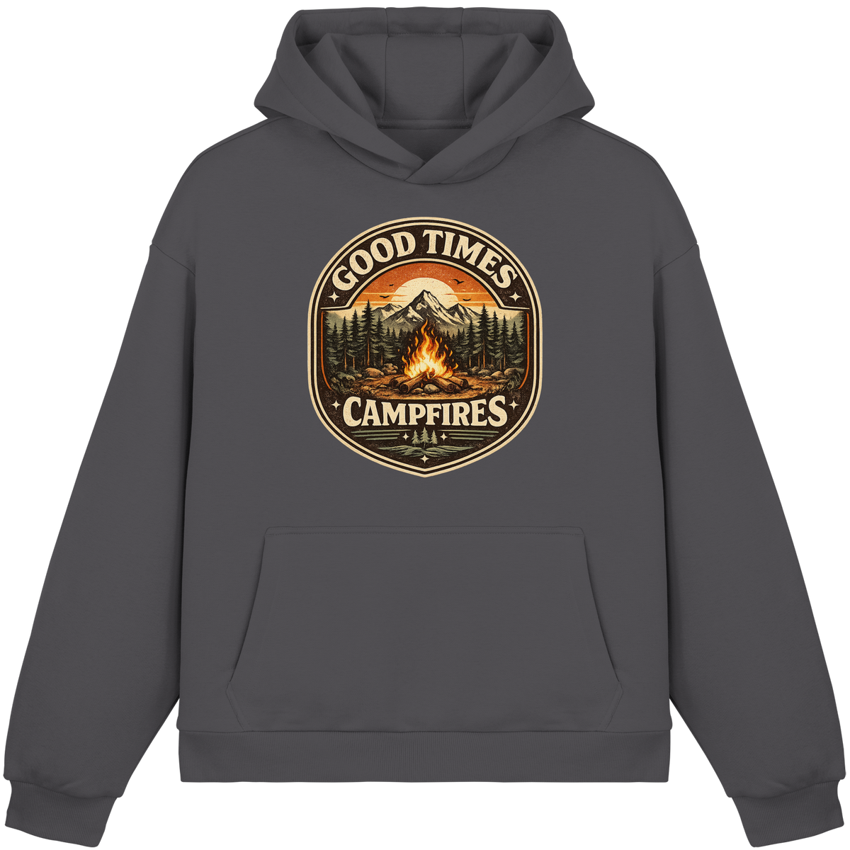 Clever Outdoor Good Times Campfires - Fluffy Boxcut Hoodie - clever-outdoor.de