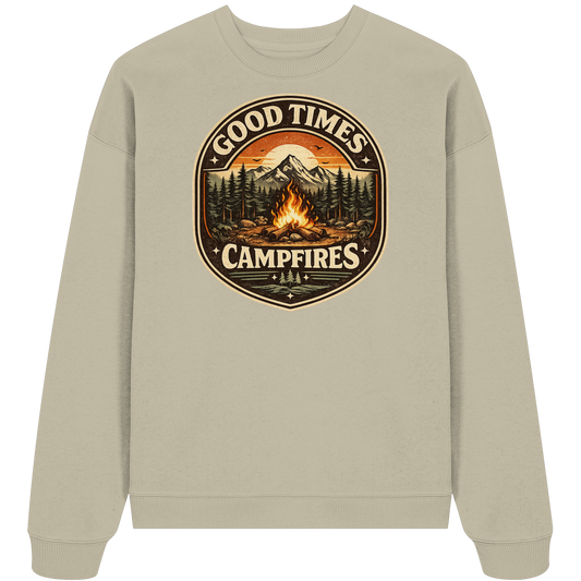 Clever Outdoor Good Times Campfires - Organic Oversize Sweatshirt - clever-outdoor.de