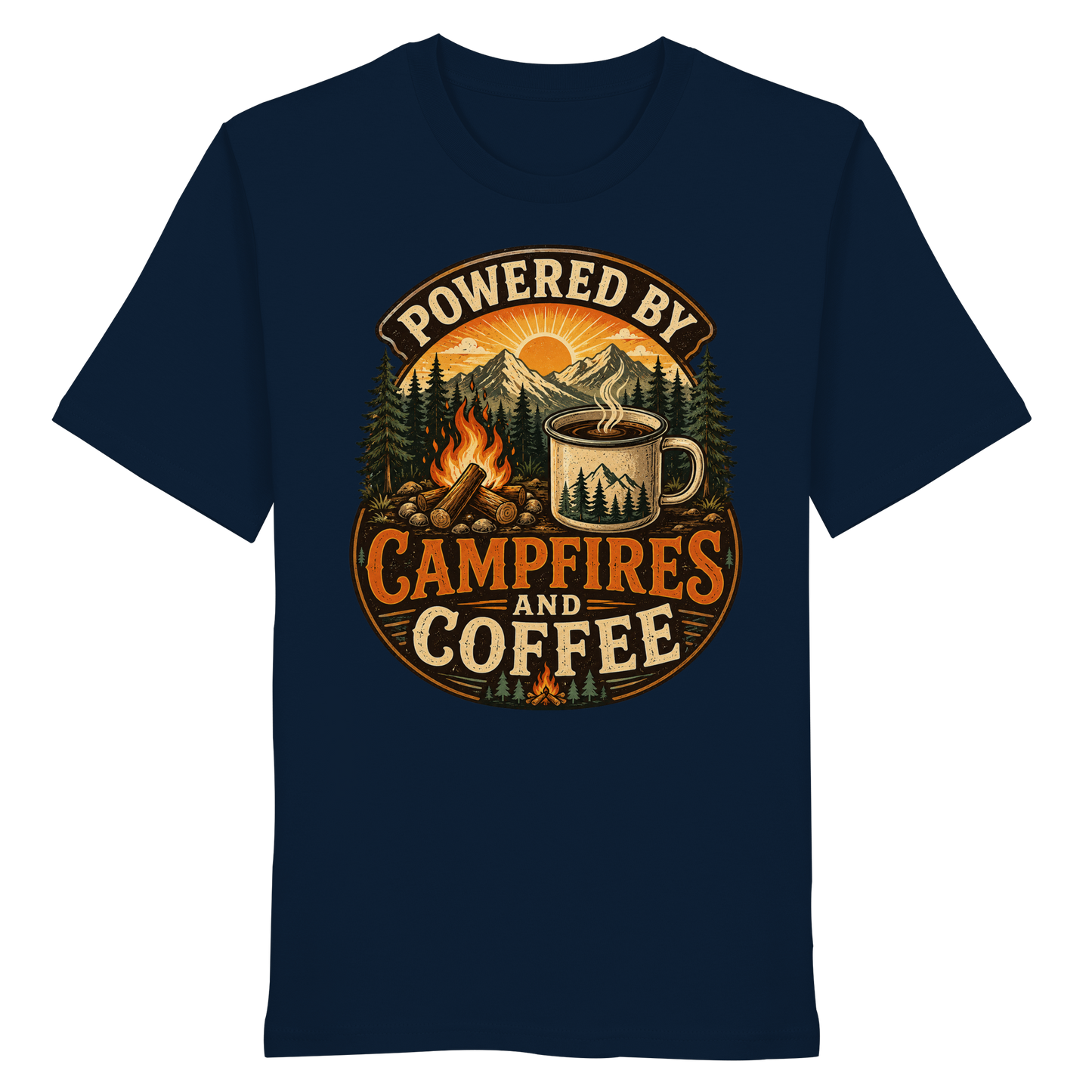 Clever Outdoor Powered by Campfires and Coffee - Organic Shirt