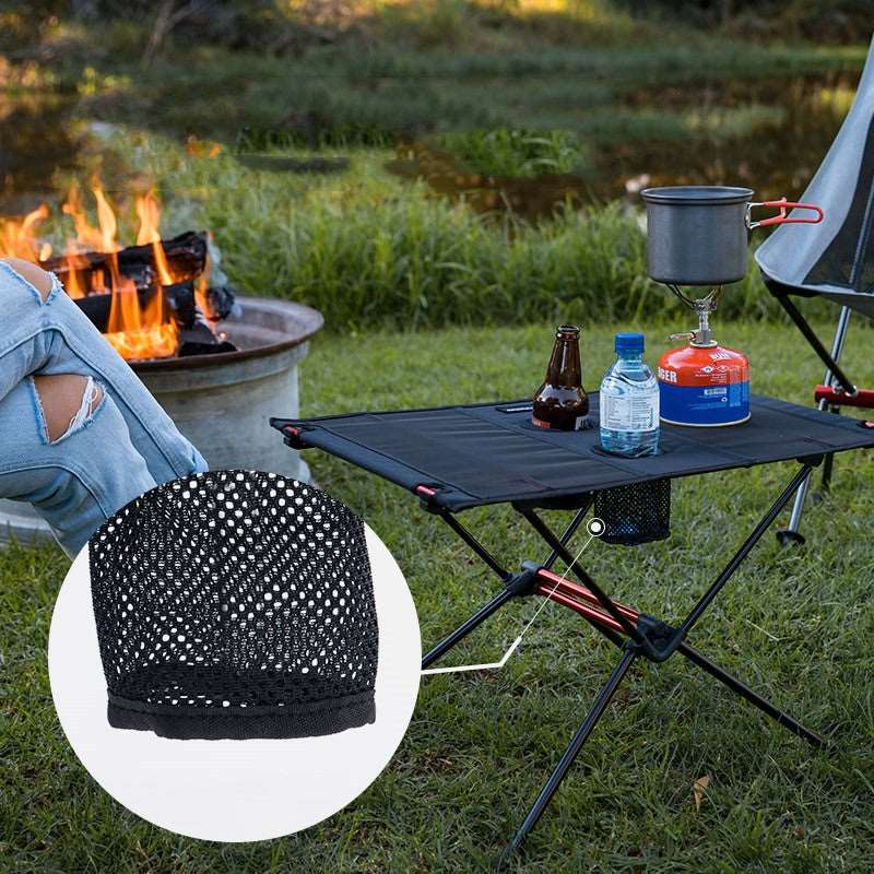 Outdoor Campingtisch mit Getränkehalter tragbar faltbar Mesh