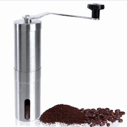 Camping Hand-Kaffeemühle Espressomühle manuell konisch schwarz silber