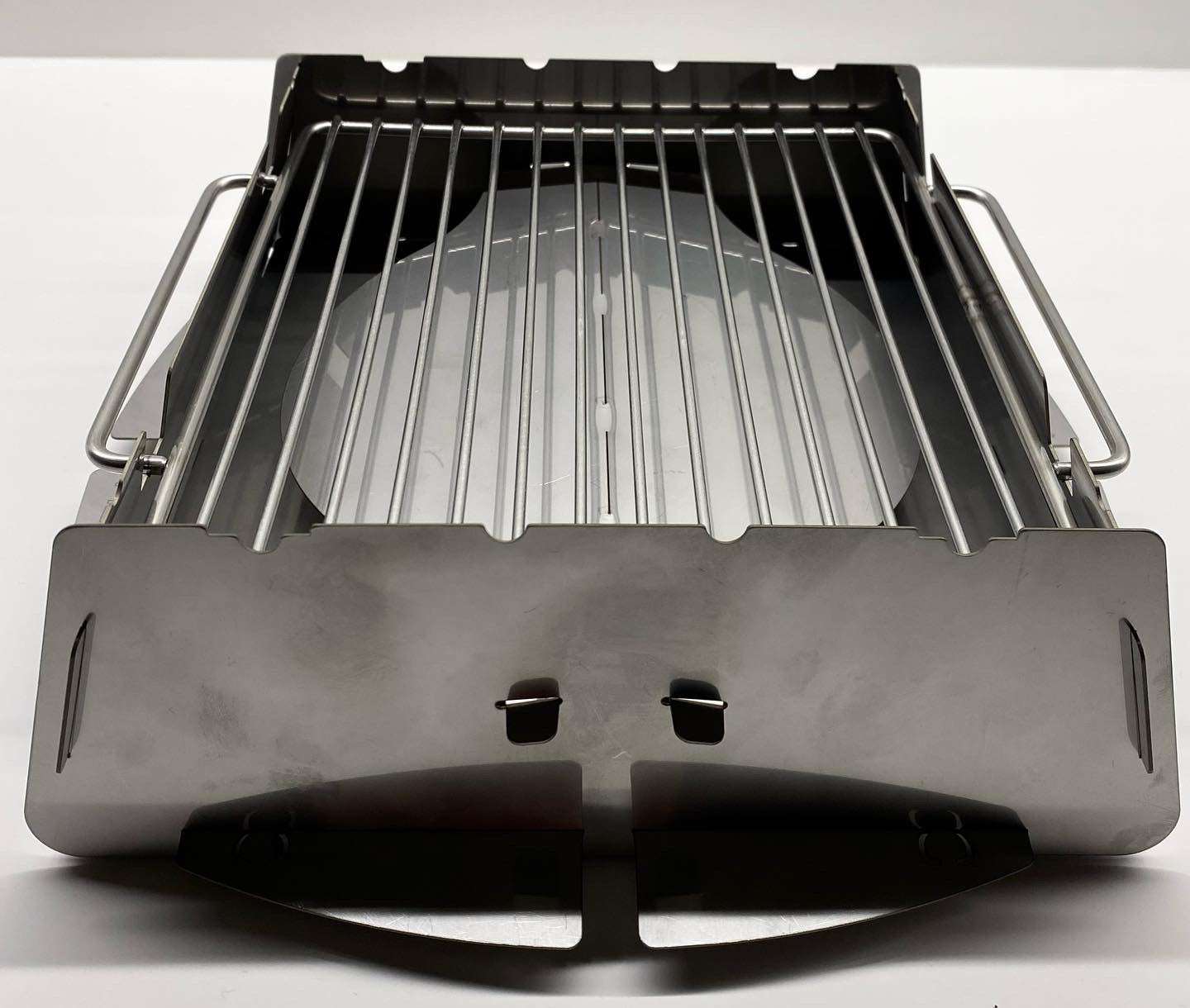 PicOli Light Gaskocher Grill-Aufsatz Grillrost Holzkohle steckbar mobil silber 18x20 cm