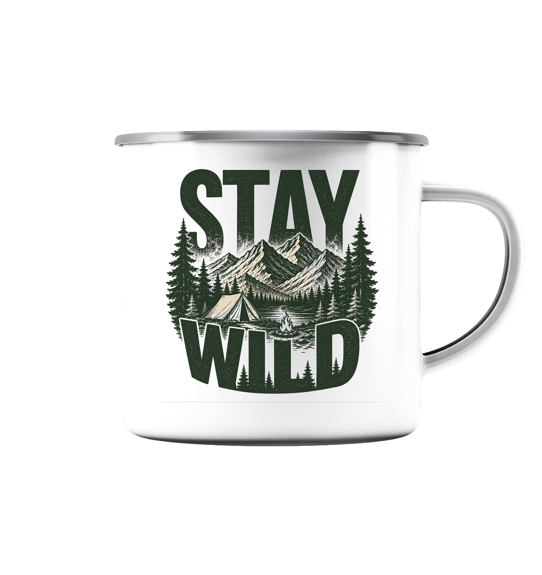 Clever Outdoor Stay Wild  - Emaille Tasse (Silber)