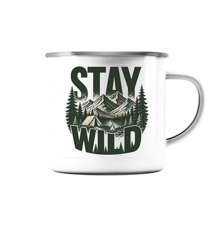 Clever Outdoor Stay Wild  - Emaille Tasse (Silber)