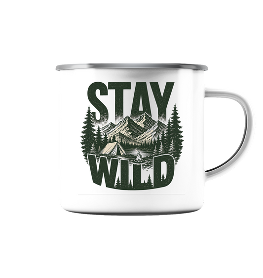 Clever Outdoor Stay Wild  - Emaille Tasse (Silber) - clever-outdoor.de