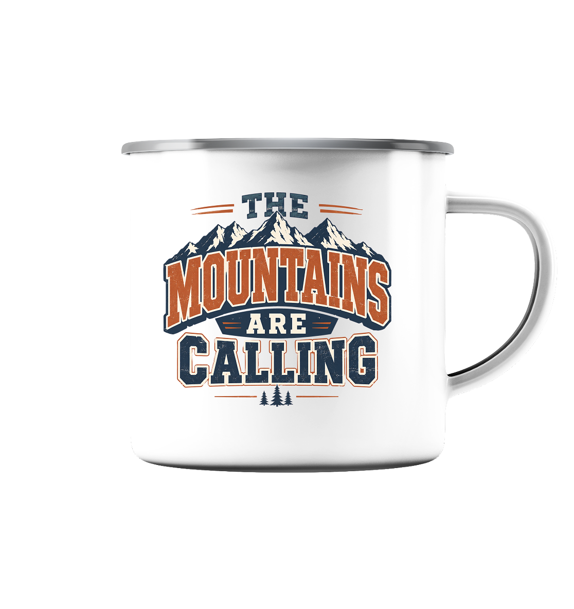 Clever Outdoor The Mountains Are Calling - Emaille Tasse (Silber)