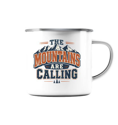 Clever Outdoor The Mountains Are Calling - Emaille Tasse (Silber)