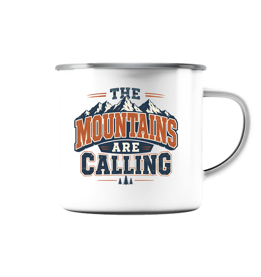 Clever Outdoor The Mountains Are Calling - Emaille Tasse (Silber) - clever-outdoor.de