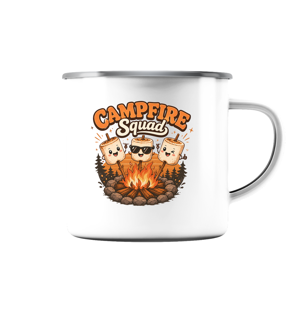 Clever Outdoor Campfire Squad - Emaille Tasse (Silber)