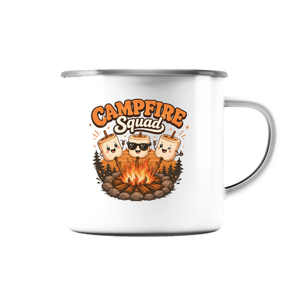 Clever Outdoor Campfire Squad - Emaille Tasse (Silber)