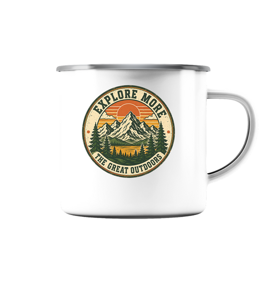 Clever Outdoor Explore More The Great Outdoors - Emaille Tasse (Silber) - clever-outdoor.de