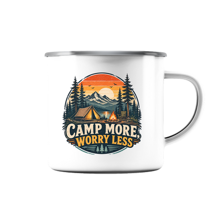 Clever Outdoor Camp More Worry Less - Emaille Tasse (Silber)