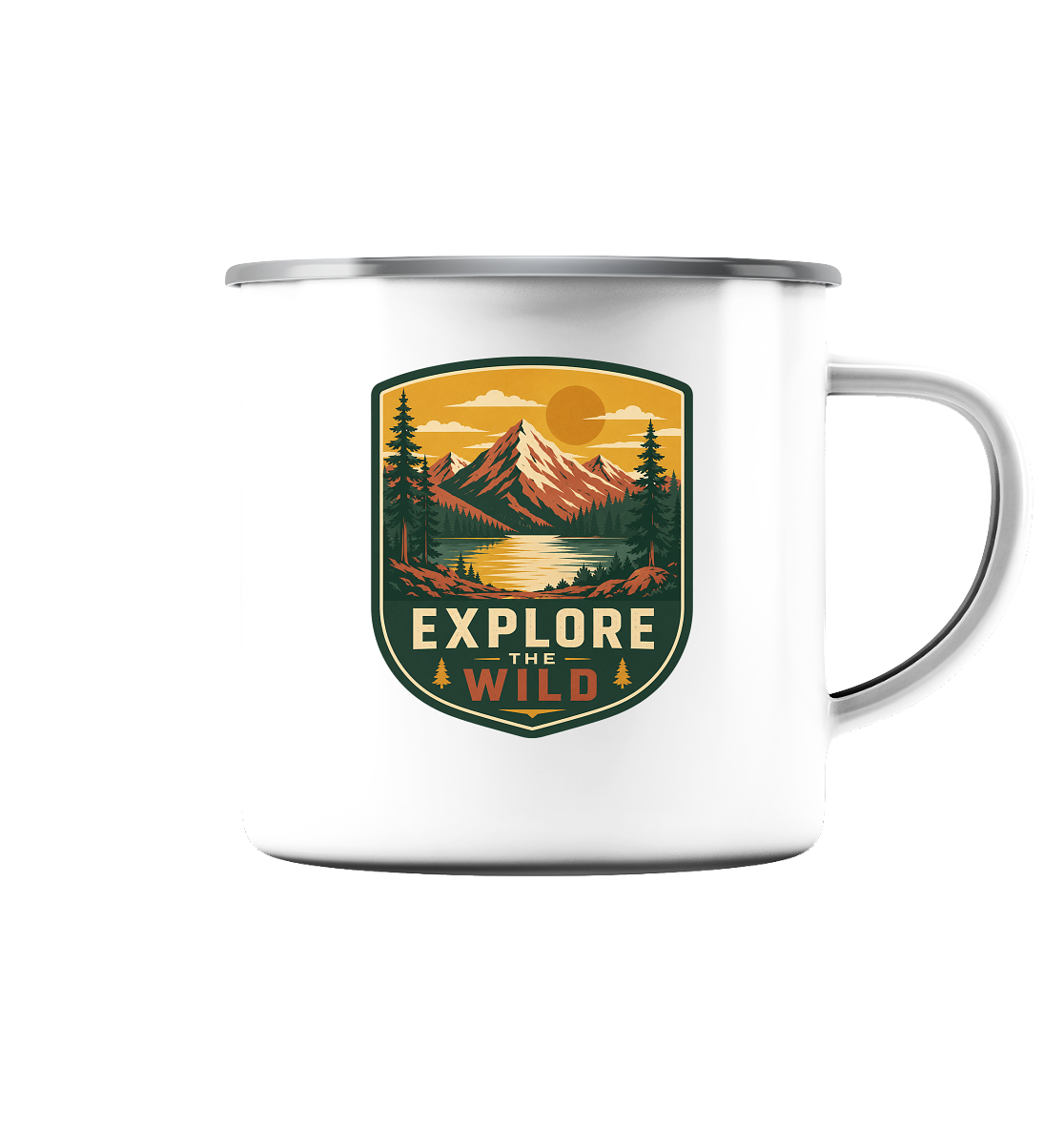 Clever Outdoor Explore The Wild - Emaille Tasse (Silber)