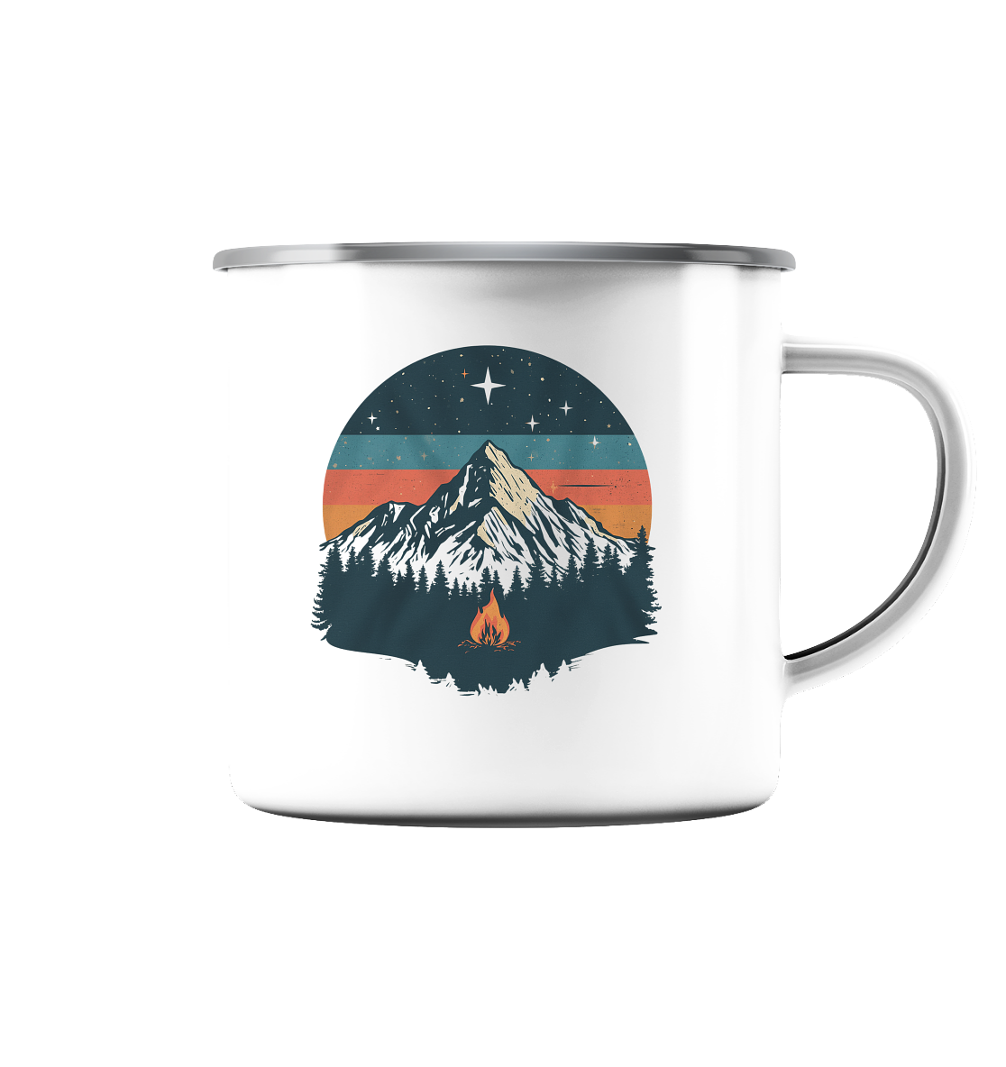 Clever Outdoor Direct Mountain - Emaille Tasse (Silber)