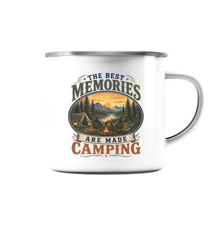 Clever Outdoor The Best Memories Are Made Camping - Emaille Tasse (Silber)