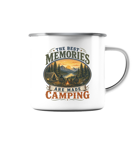 Clever Outdoor The Best Memories Are Made Camping - Emaille Tasse (Silber) - clever-outdoor.de