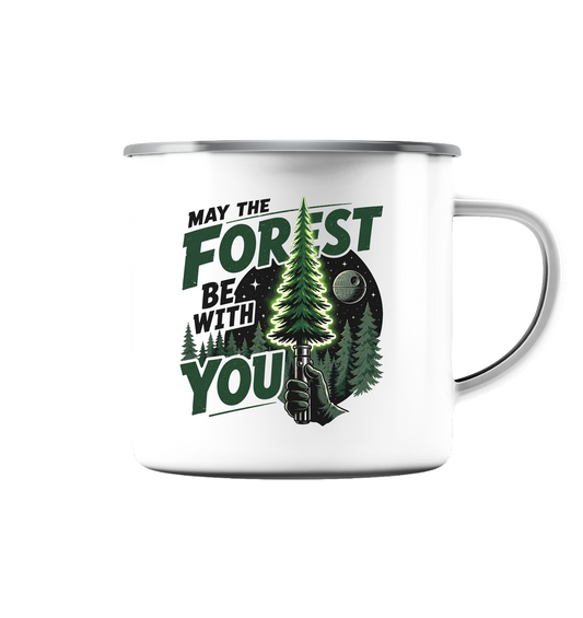 Clever Outdoor May The Forest Be With You - Emaille Tasse (Silber) - clever-outdoor.de