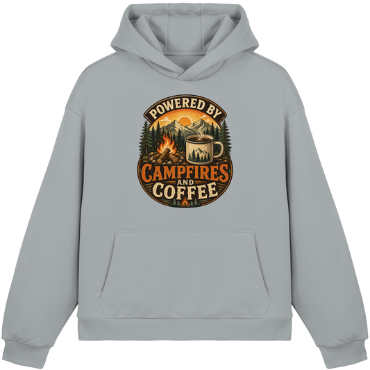 Clever Outdoor Powered by Campfires and Coffee - Fluffy Boxcut Hoodie - clever-outdoor.de