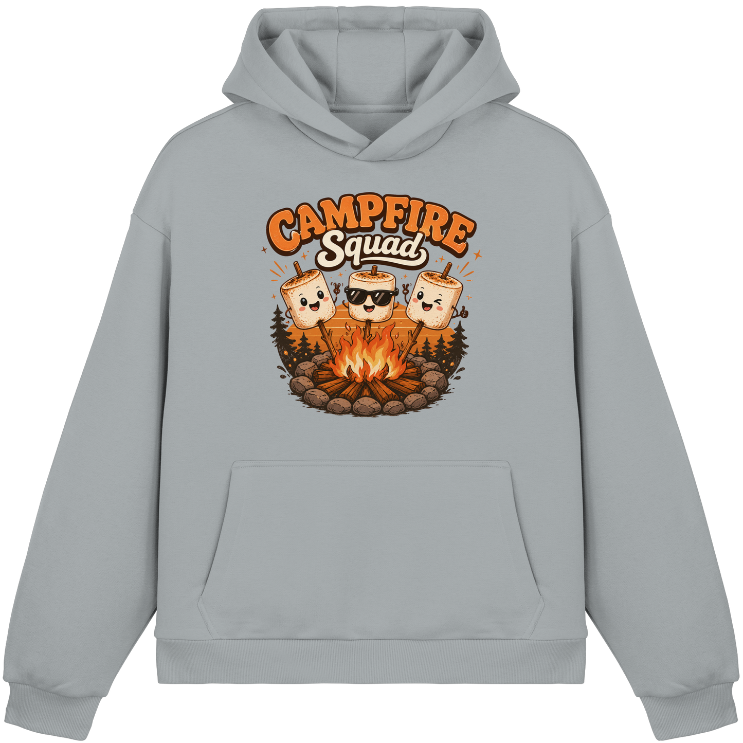 Clever Outdoor Campfire Squad - Fluffy Boxcut Hoodie