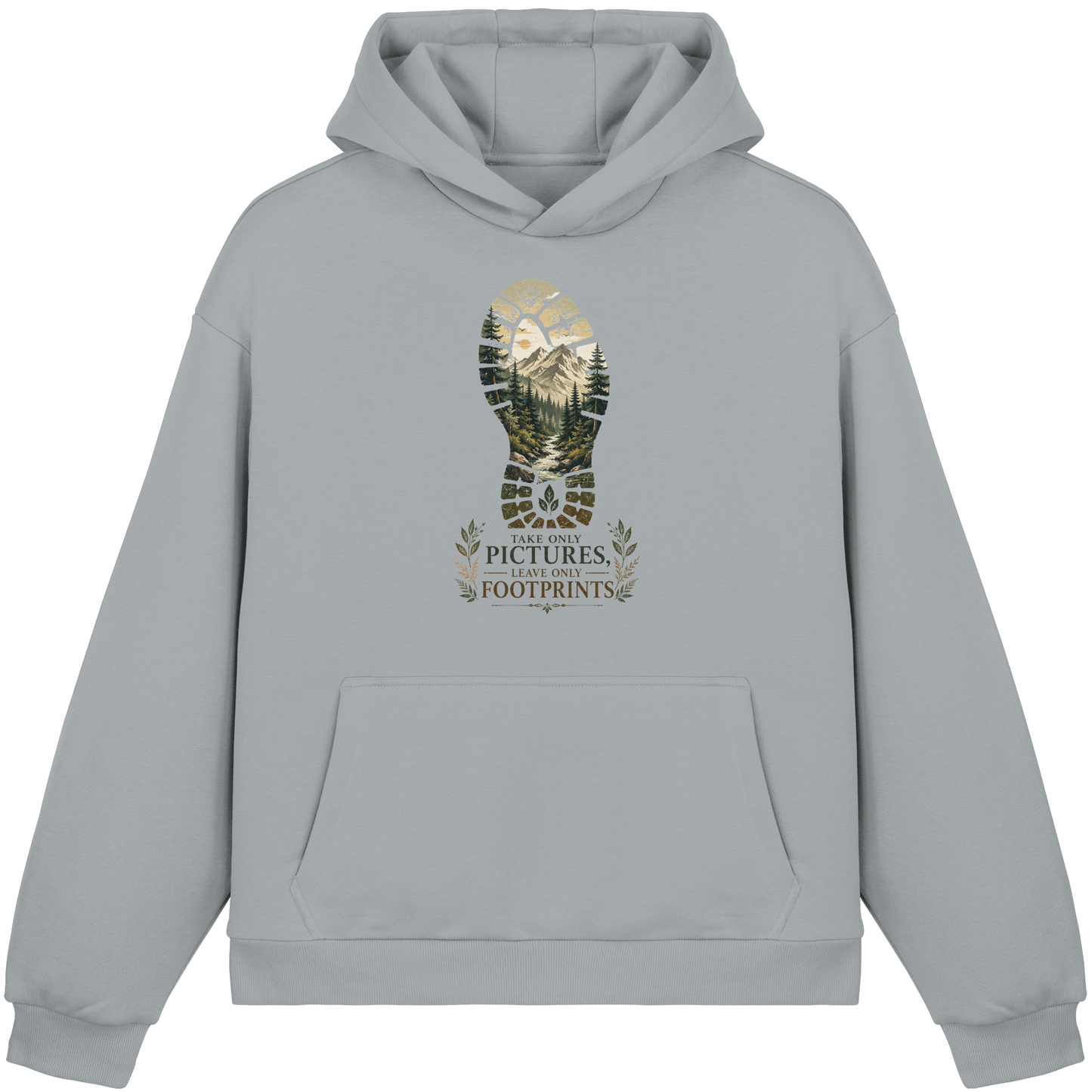 Clever Outdoor Take Only Pictures Leave Only Footprints - Fluffy Boxcut Hoodie