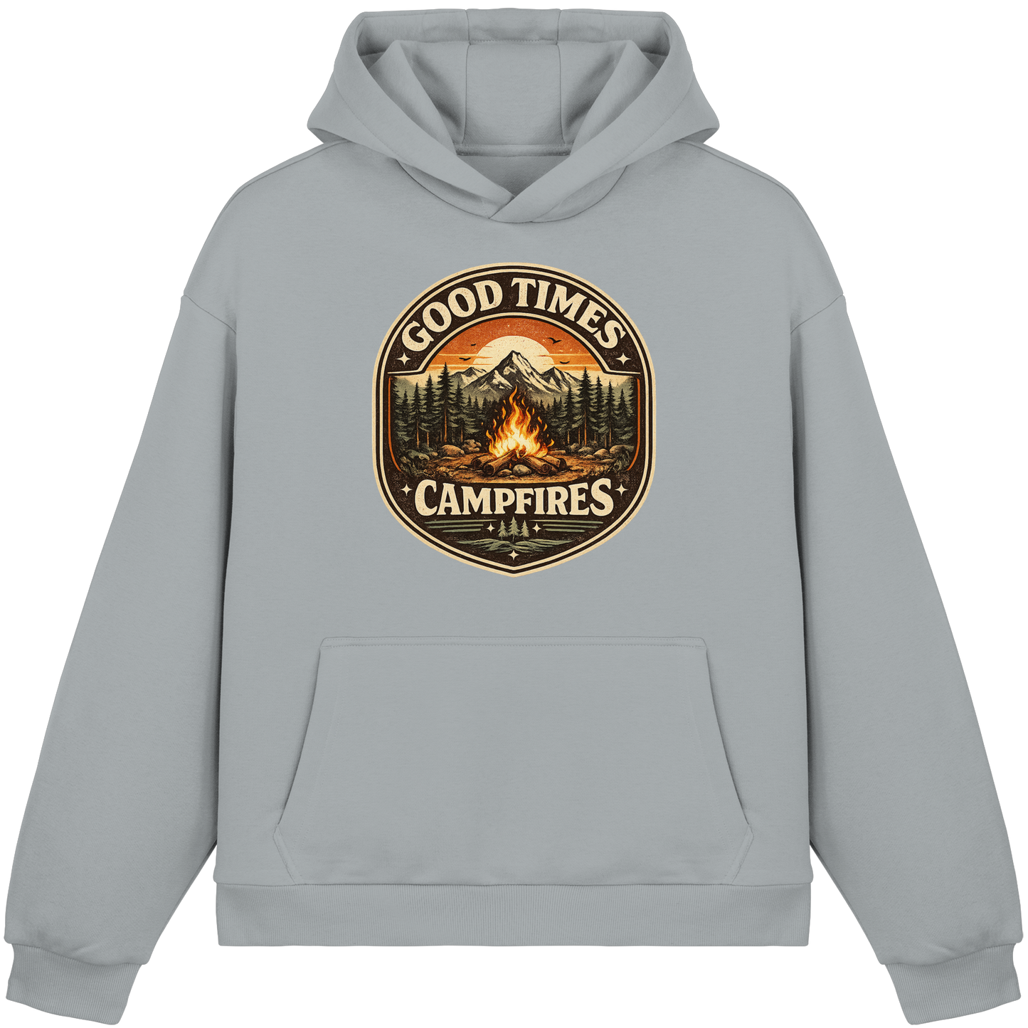 Clever Outdoor Good Times Campfires - Fluffy Boxcut Hoodie