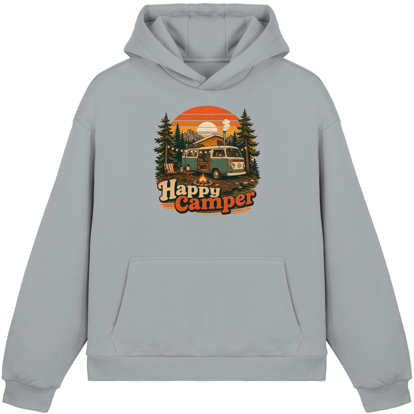 Clever Outdoor Happy Camper - Fluffy Boxcut Hoodie