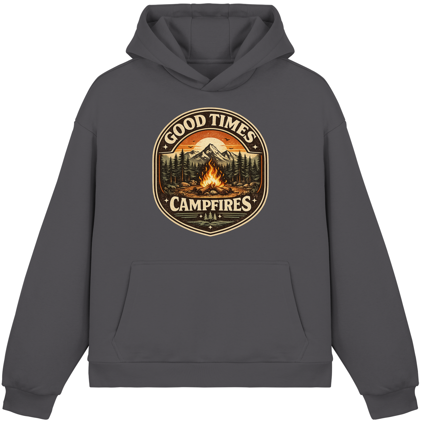 Clever Outdoor Good Times Campfires - Fluffy Boxcut Hoodie