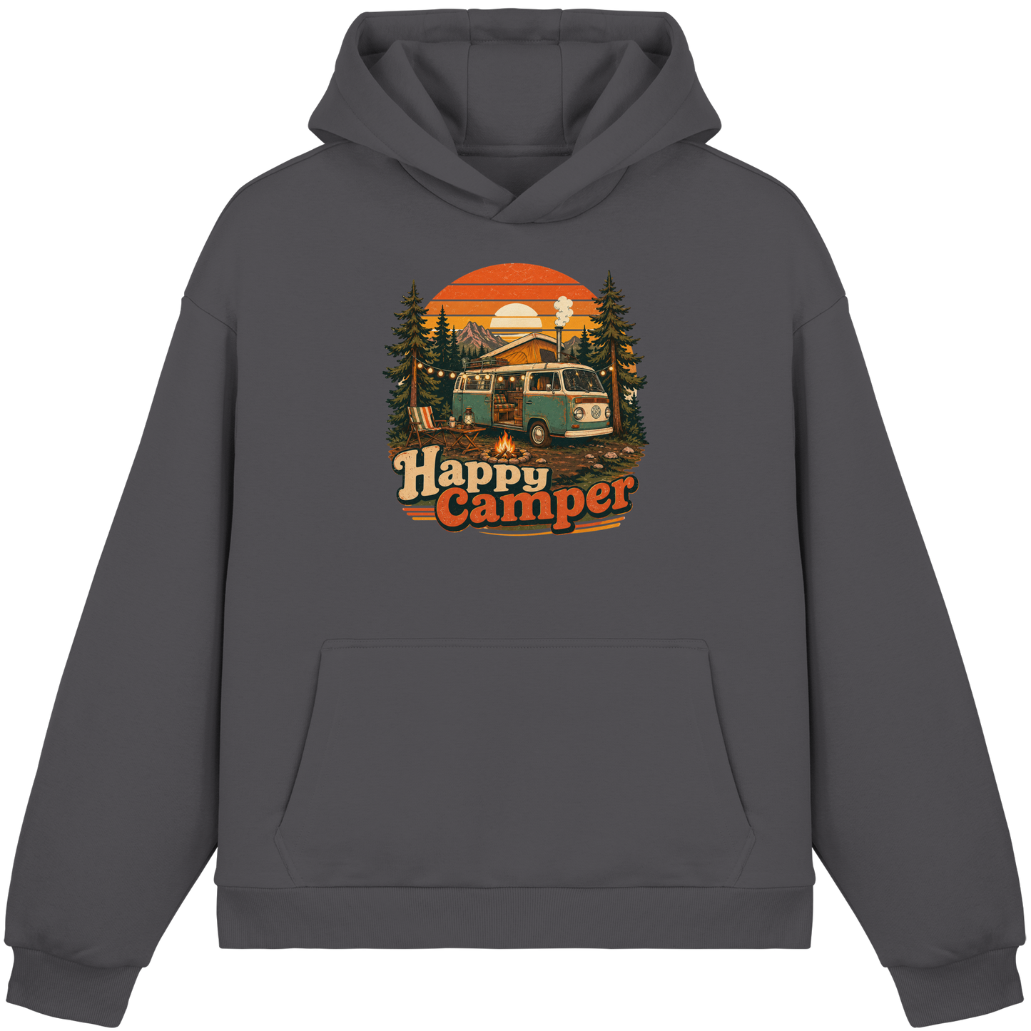 Clever Outdoor Happy Camper - Fluffy Boxcut Hoodie
