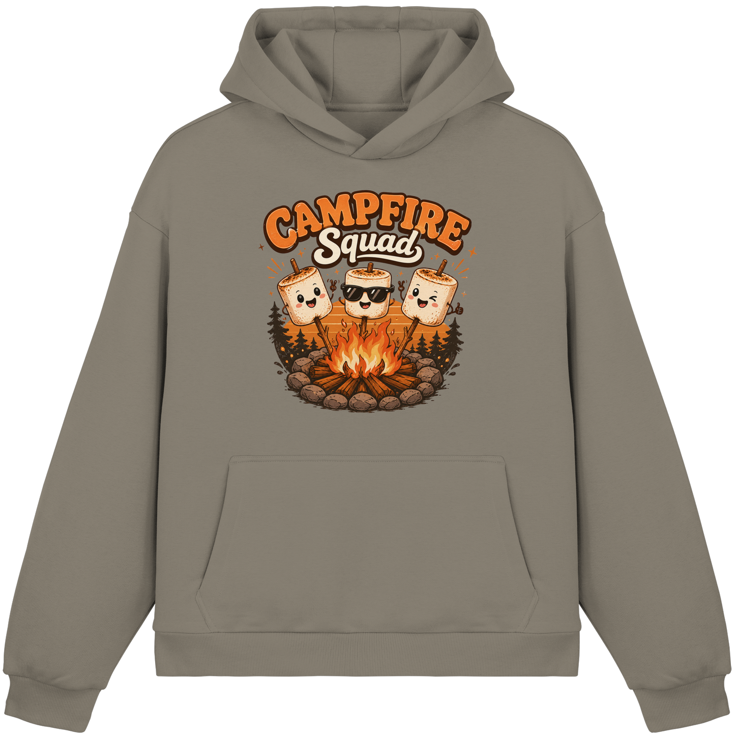Clever Outdoor Campfire Squad - Fluffy Boxcut Hoodie