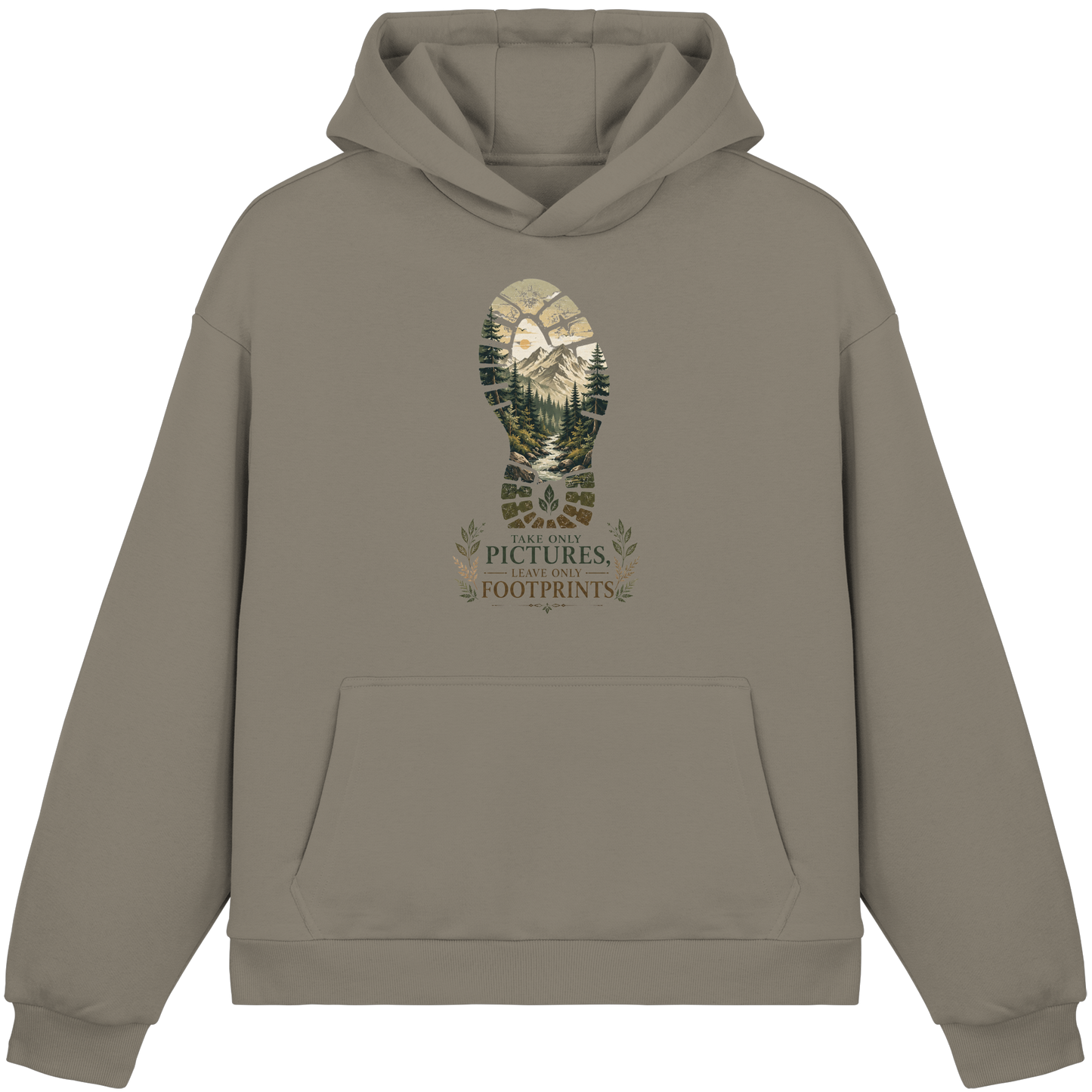 Clever Outdoor Take Only Pictures Leave Only Footprints - Fluffy Boxcut Hoodie