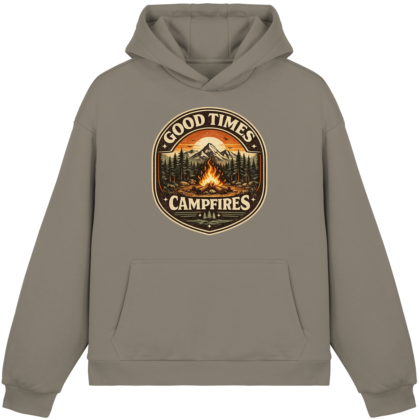 Clever Outdoor Good Times Campfires - Fluffy Boxcut Hoodie