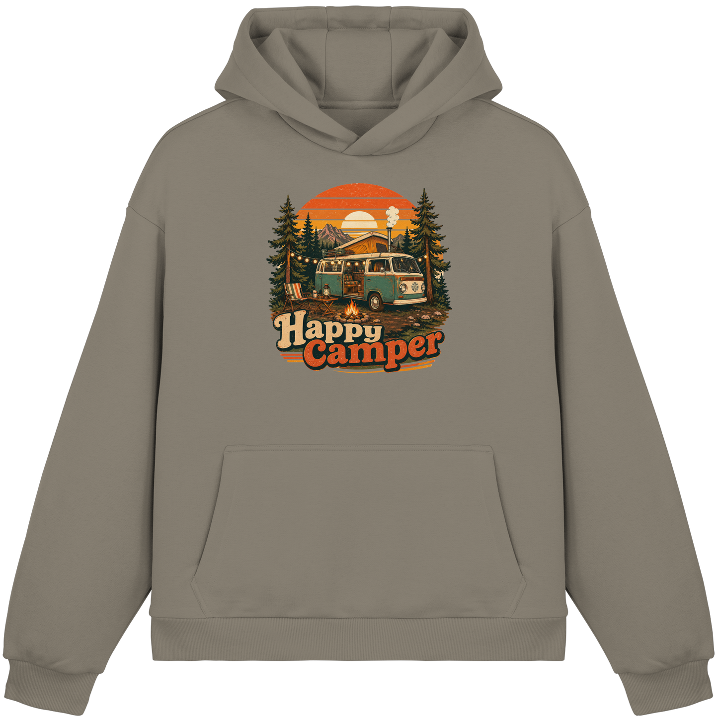 Clever Outdoor Happy Camper - Fluffy Boxcut Hoodie