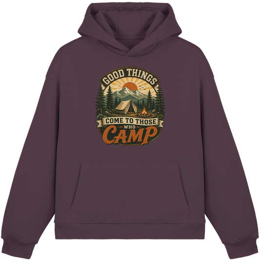 Clever Outdoor Good Things Come To Those Who Camp - Fluffy Boxcut Hoodie - clever-outdoor.de