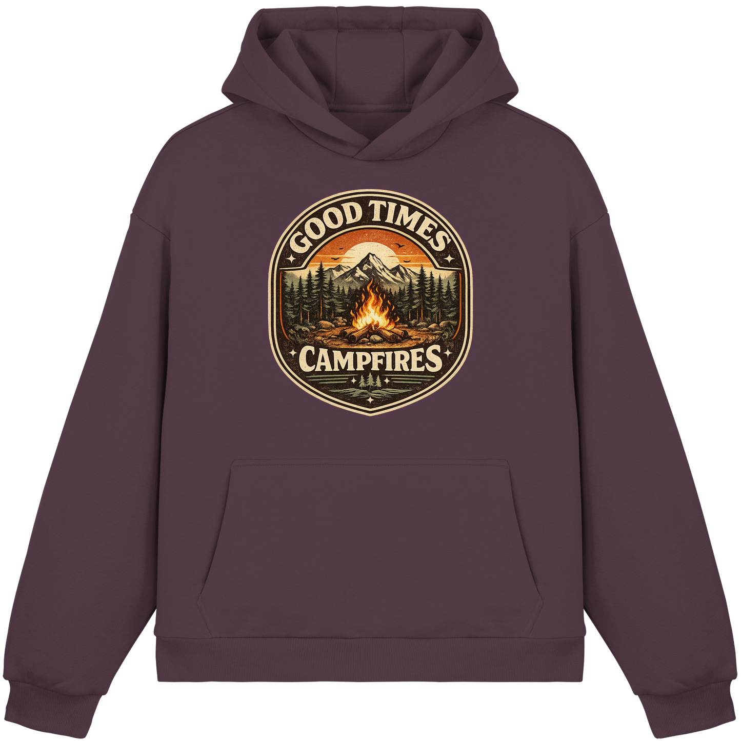 Clever Outdoor Good Times Campfires - Fluffy Boxcut Hoodie
