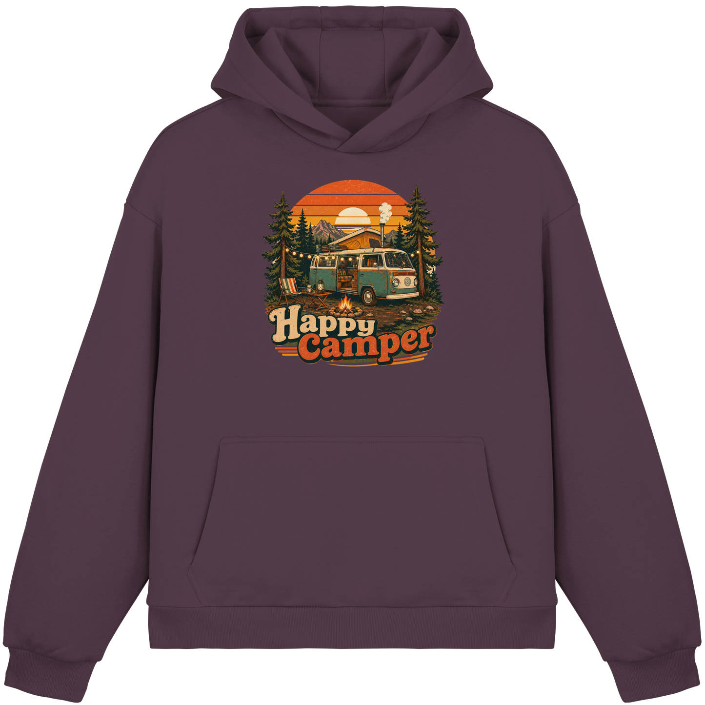 Clever Outdoor Happy Camper - Fluffy Boxcut Hoodie