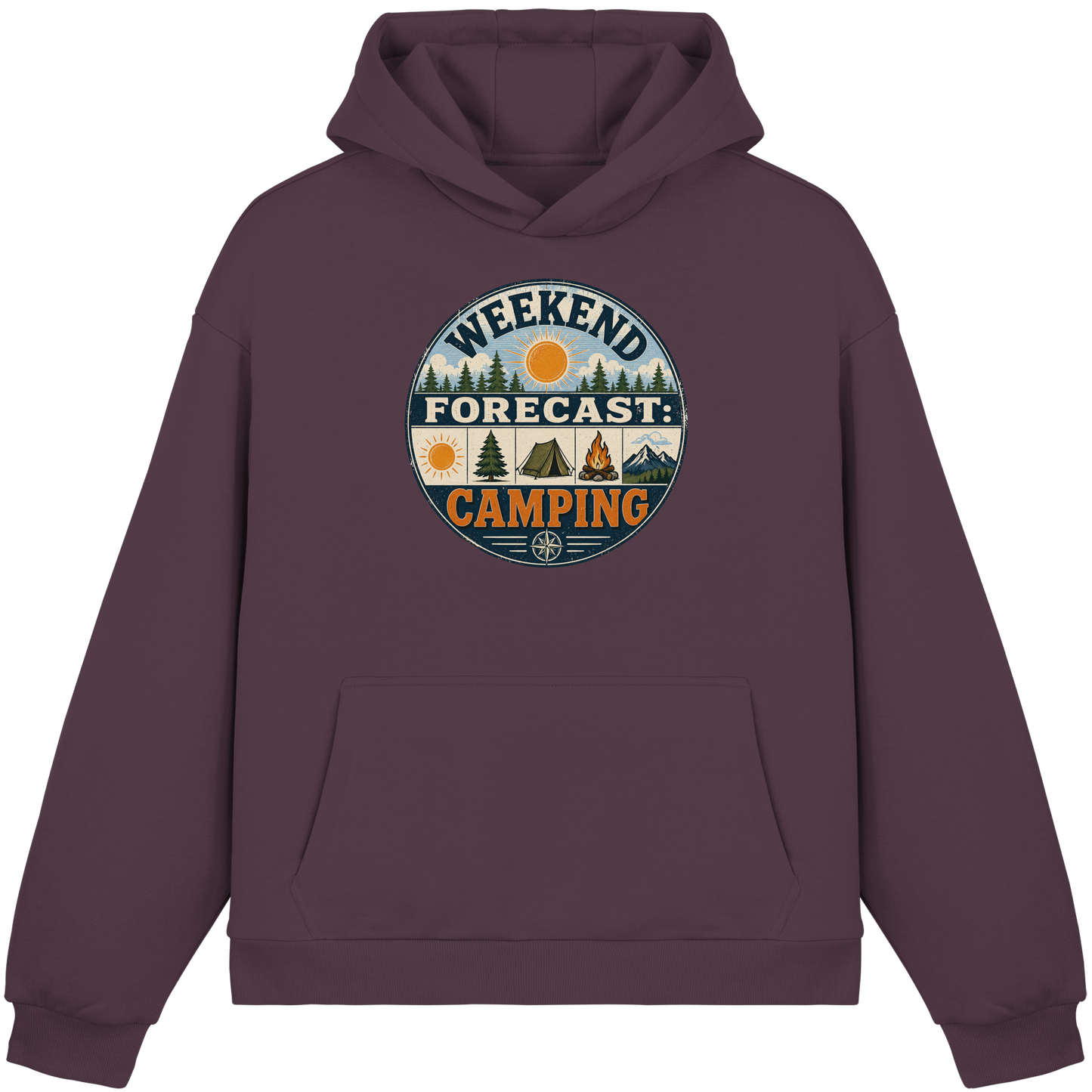 Clever Outdoor Weekend Forecast Camping - Fluffy Boxcut Hoodie
