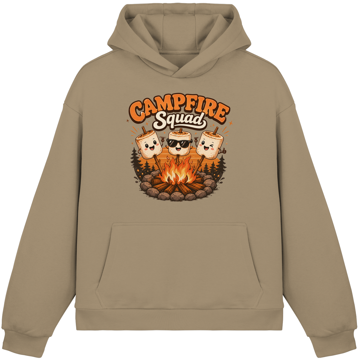Clever Outdoor Campfire Squad - Fluffy Boxcut Hoodie