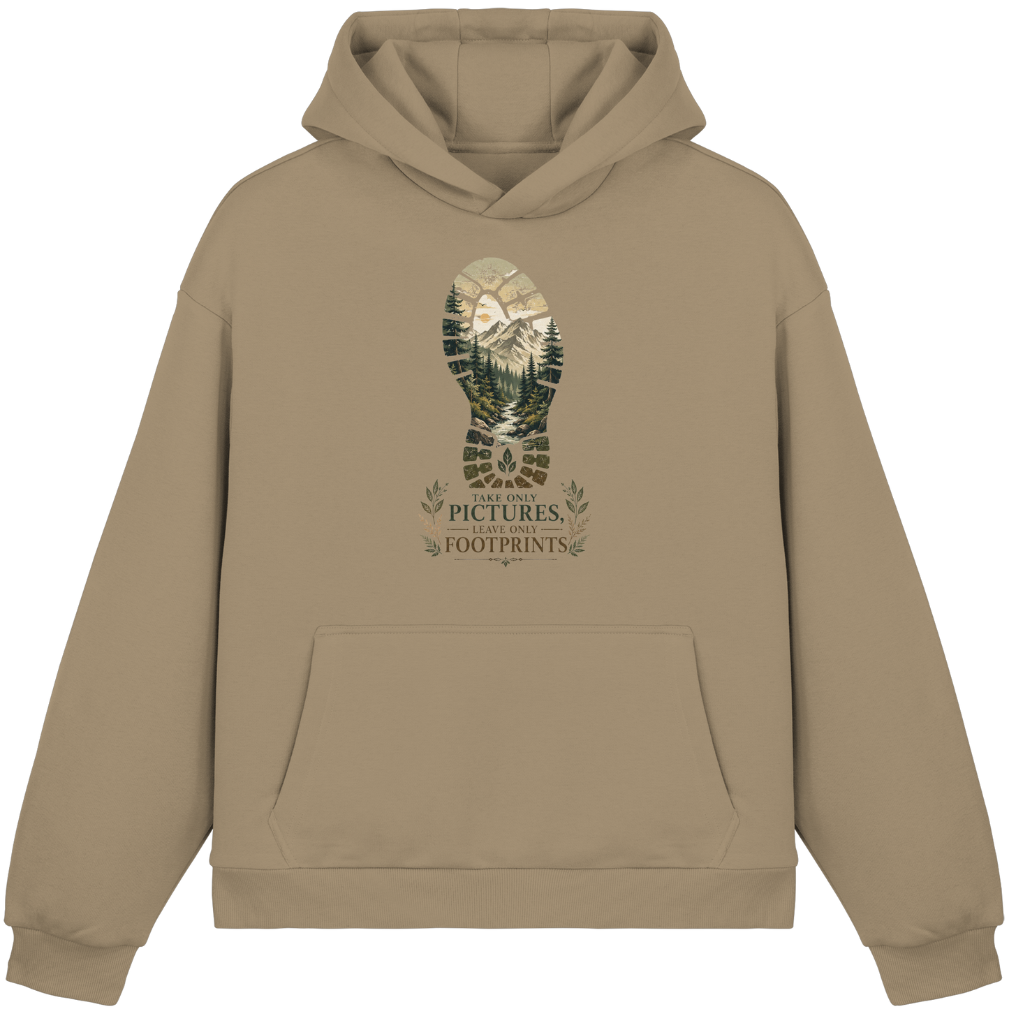 Clever Outdoor Take Only Pictures Leave Only Footprints - Fluffy Boxcut Hoodie