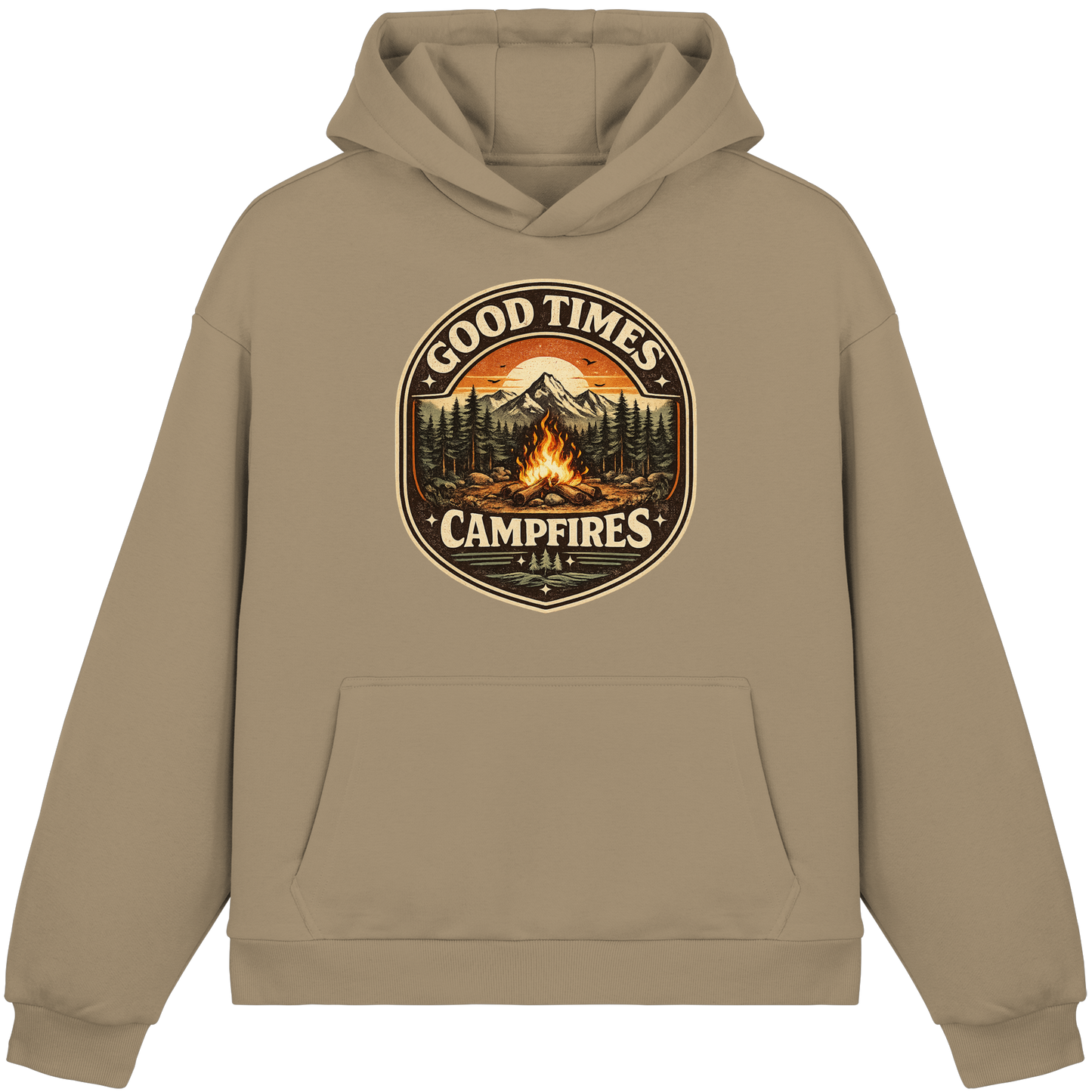 Clever Outdoor Good Times Campfires - Fluffy Boxcut Hoodie