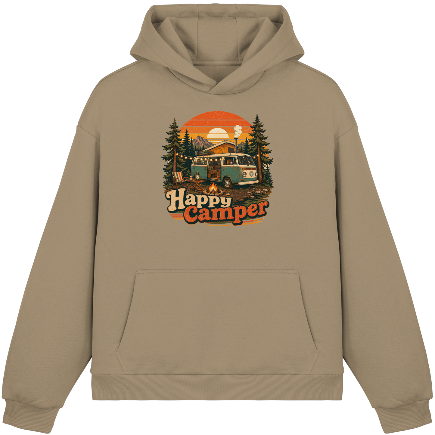 Clever Outdoor Happy Camper - Fluffy Boxcut Hoodie