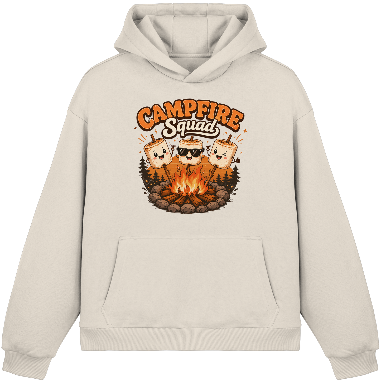 Clever Outdoor Campfire Squad - Fluffy Boxcut Hoodie
