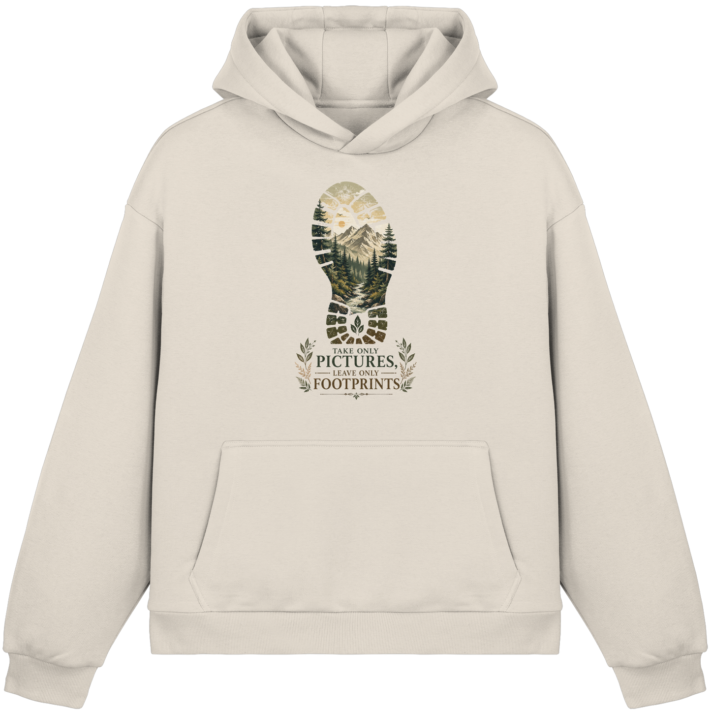 Clever Outdoor Take Only Pictures Leave Only Footprints - Fluffy Boxcut Hoodie