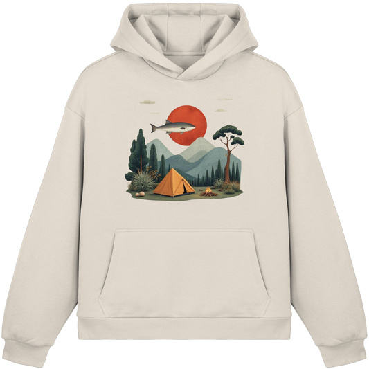 Clever Outdoor Red Sun Fish - Fluffy Boxcut Hoodie - clever-outdoor.de